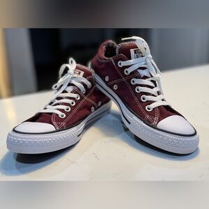 Converse All Star Maroon Canvas Sneakers with White Trim Women Size 8